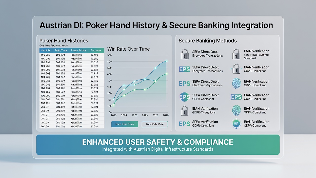 Secure banking dashboard displaying poker session analytics linked to transaction safeguards